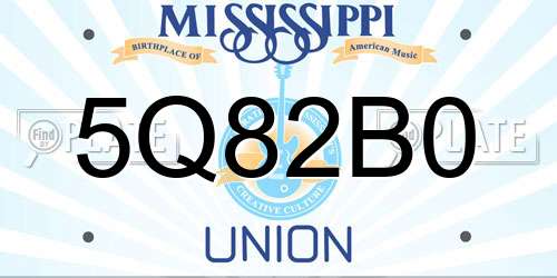 5Q82B0 Mississippi License Plate