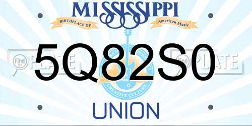 5Q82S0 Mississippi License Plate