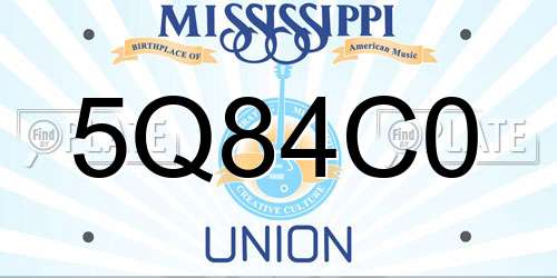 5Q84C0 Mississippi License Plate