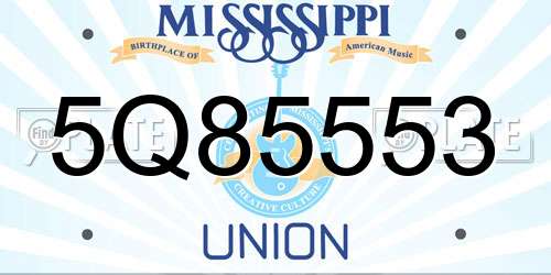 5Q85553 Mississippi License Plate