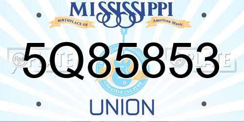 5Q85853 Mississippi License Plate