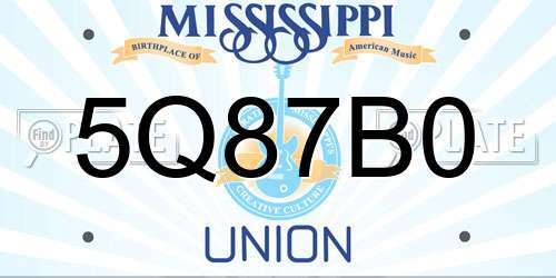 5Q87B0 Mississippi License Plate