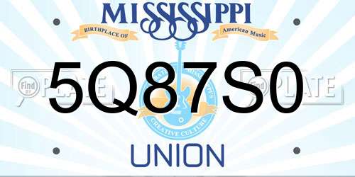 5Q87S0 Mississippi License Plate