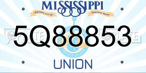 5Q88853 Mississippi License Plate