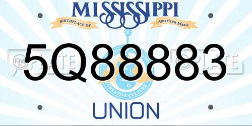 5Q88883 Mississippi License Plate
