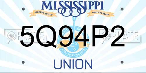 5Q94P2 Mississippi License Plate