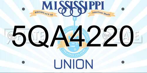 5QA4220 Mississippi License Plate