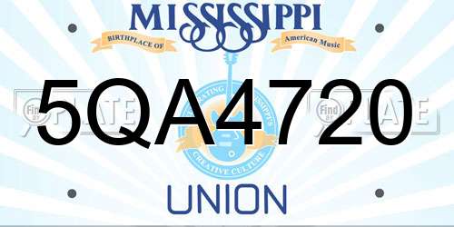 5QA4720 Mississippi License Plate