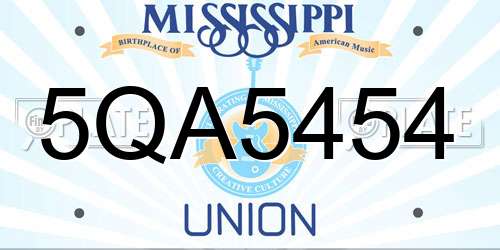 5QA5454 Mississippi License Plate