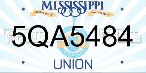 5QA5484 Mississippi License Plate