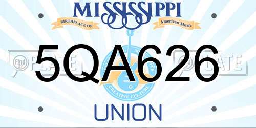5QA626 Mississippi License Plate