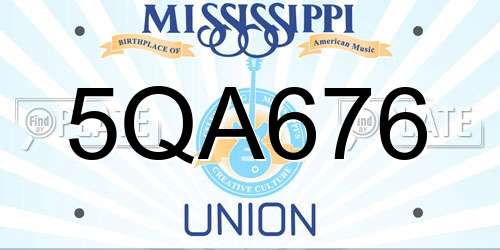 5QA676 Mississippi License Plate