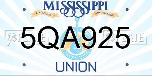 5QA925 Mississippi License Plate