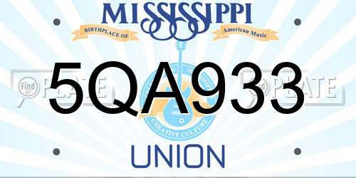 5QA933 Mississippi License Plate