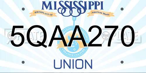 5QAA270 Mississippi License Plate