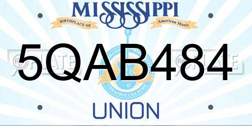 5QAB484 Mississippi License Plate