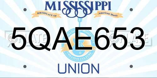 5QAE653 Mississippi License Plate