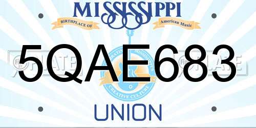 5QAE683 Mississippi License Plate
