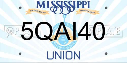 5QAI40 Mississippi License Plate