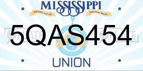 5QAS454 Mississippi License Plate