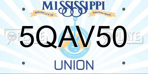 5QAV50 Mississippi License Plate
