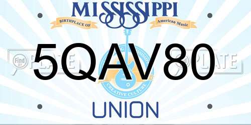 5QAV80 Mississippi License Plate