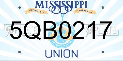 5QB0217 Mississippi License Plate