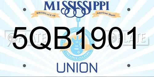 5QB1901 Mississippi License Plate