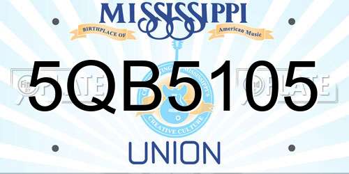 5QB5105 Mississippi License Plate