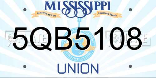 5QB5108 Mississippi License Plate