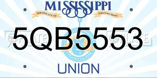 5QB5553 Mississippi License Plate