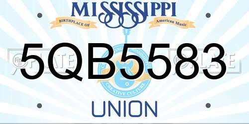 5QB5583 Mississippi License Plate