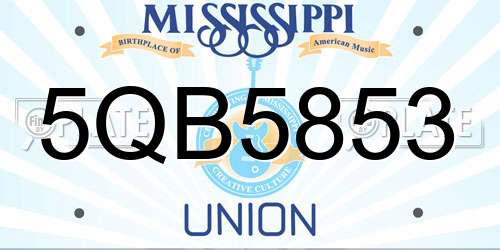 5QB5853 Mississippi License Plate
