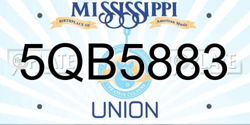 5QB5883 Mississippi License Plate