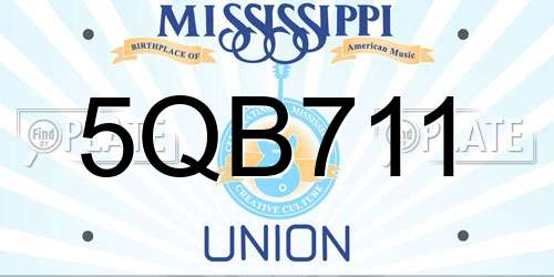 5QB711 Mississippi License Plate