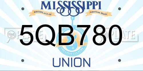 5QB780 Mississippi License Plate
