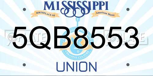 5QB8553 Mississippi License Plate