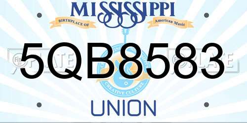 5QB8583 Mississippi License Plate