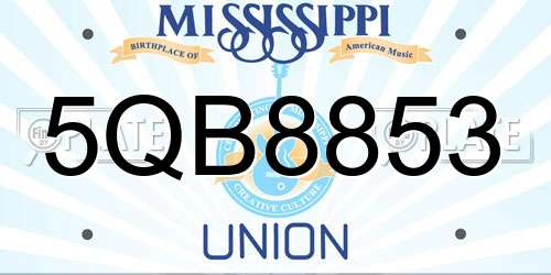 5QB8853 Mississippi License Plate