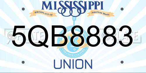 5QB8883 Mississippi License Plate