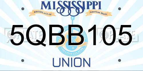 5QBB105 Mississippi License Plate