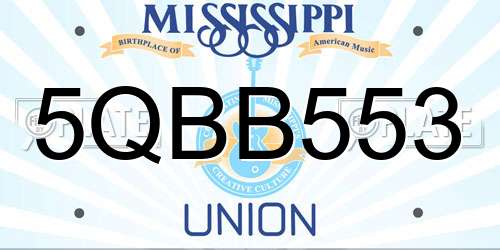 5QBB553 Mississippi License Plate