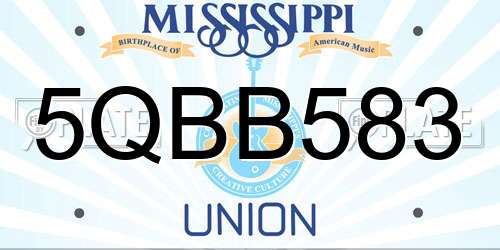 5QBB583 Mississippi License Plate