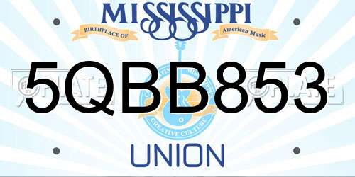 5QBB853 Mississippi License Plate