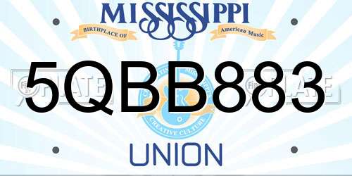 5QBB883 Mississippi License Plate