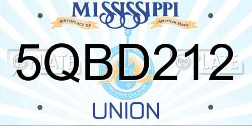 5QBD212 Mississippi License Plate