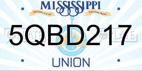 5QBD217 Mississippi License Plate