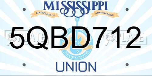 5QBD712 Mississippi License Plate