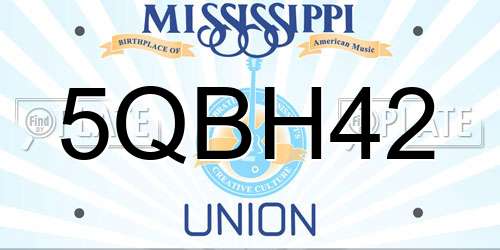 5QBH42 Mississippi License Plate