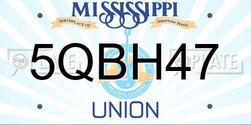 5QBH47 Mississippi License Plate